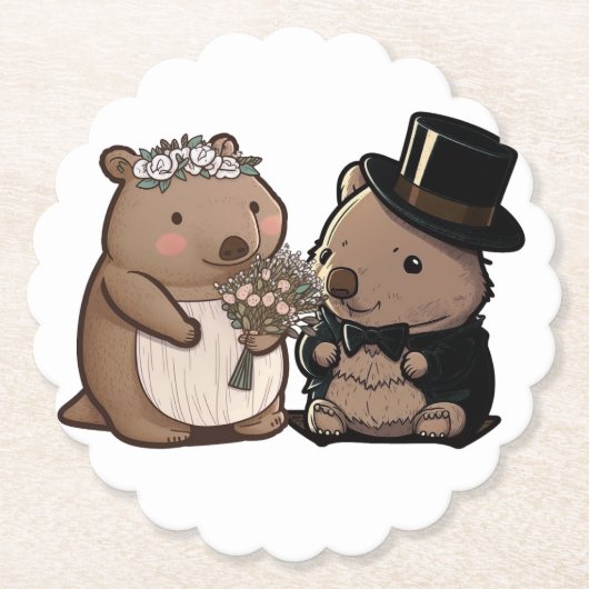 Wombat Wedding Kartonnen Onderzetters (Voorkant)