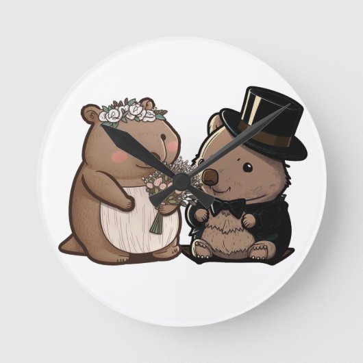Wombat Wedding Ronde Klok (Voorkant)