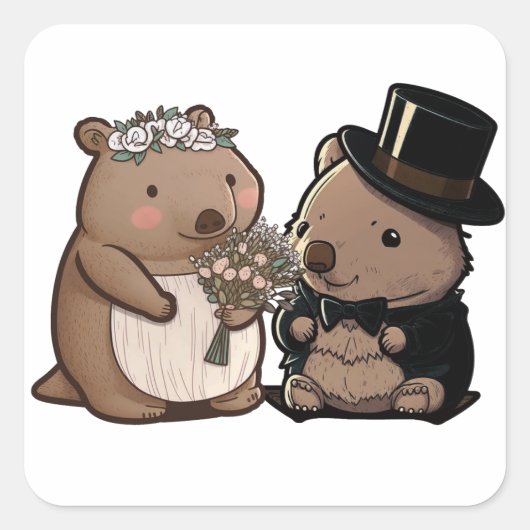 Wombat Wedding Vierkante Sticker (Voorkant)