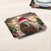 Wombat Wonderland: een gezellige kerstavond Kartonnen Onderzetters (Gekanteld)