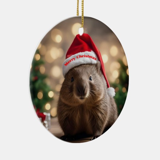 Wombat Wonderland: een gezellige kerstavond Keramisch Ornament (Rechts)