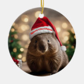 Wombat Wonderland: een gezellige kerstavond Keramisch Ornament (Voorkant)