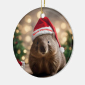 Wombat Wonderland: een gezellige kerstavond Keramisch Ornament (Links)