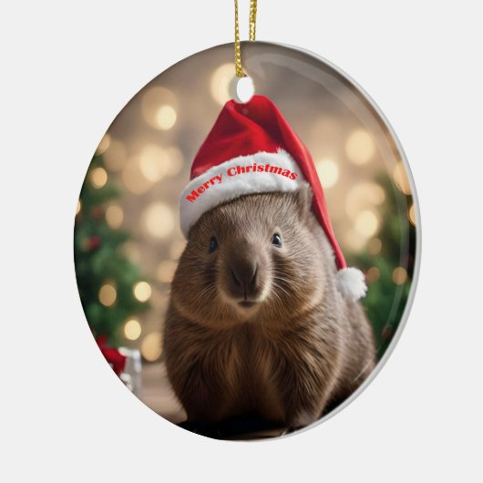 Wombat Wonderland: een gezellige kerstavond Keramisch Ornament (Links)