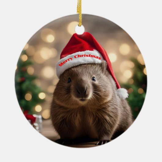 Wombat Wonderland: een gezellige kerstavond Keramisch Ornament (Achterkant)