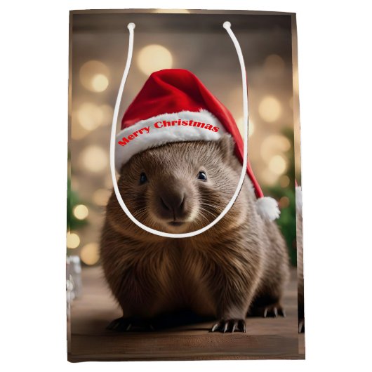 Wombat Wonderland: een gezellige kerstavond Medium Cadeauzakje (Voorkant)