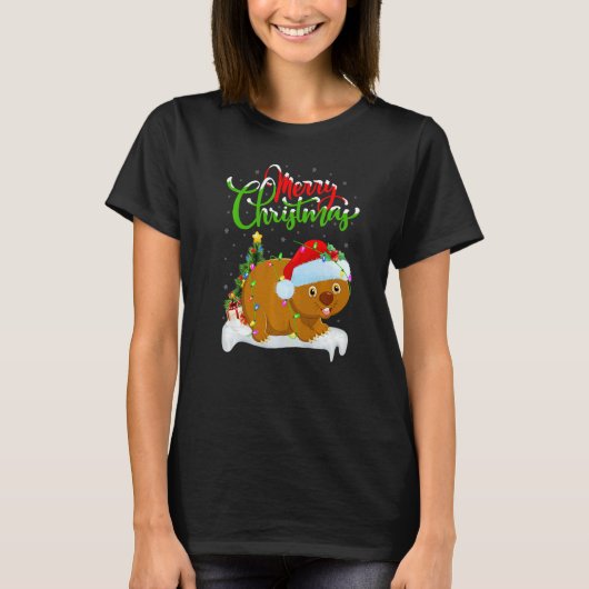Wombat Xmas Decorations Santa Wombat Christmas T-shirt (Voorkant)