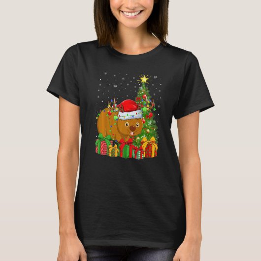 Wombat  Xmas Holiday Santa Wombat Christmas Tree T-shirt (Voorkant)