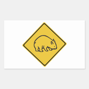 Wombats Crossing, verkeerswaarschuwingsbord, Austr Rechthoekige Sticker