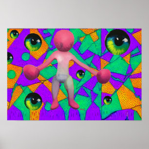 Wombo en de 7 Deadly Eyes Ken Gage Surrealisme Poster