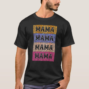 Women American Mama Leopard Graphic for Moeders D T-shirt