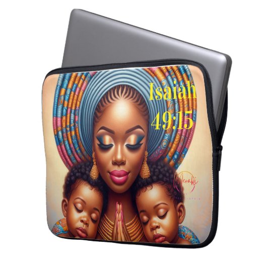 Women and child Isaiah 49:15: Laptop Sleeve (Voorkant Links)