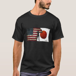 Women Archery Usa Japan Flag Grunge Distress Tok T-shirt