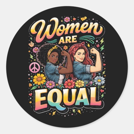 Women Are Equal Ronde Sticker (Voorkant)