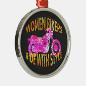 Women Bikers Ride With Style motorcycle batik Metalen Ornament (Rechts)