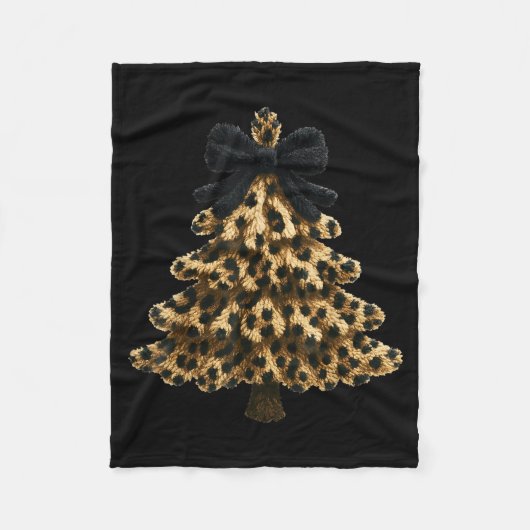 Women Coquette Bow Leopard Christmas Tree Xmas Hol Fleece Deken (Voorkant)