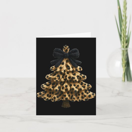 Women Coquette Bow Leopard Christmas Tree Xmas Hol Kaart (Voorkant)
