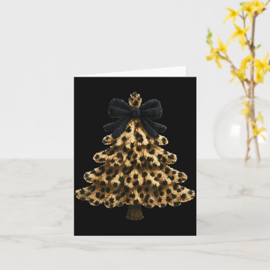 Women Coquette Bow Leopard Christmas Tree Xmas Hol Kaart (Gele Bloem)