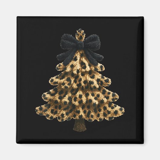 Women Coquette Bow Leopard Christmas Tree Xmas Hol Magneet (Voorkant)
