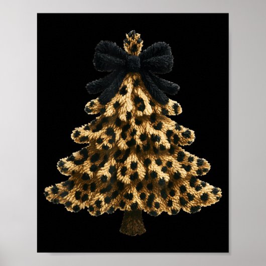 Women Coquette Bow Leopard Christmas Tree Xmas Hol Poster (Voorkant)