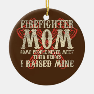 Women Fireman Moeder US Firefighter Ma Keramisch Ornament