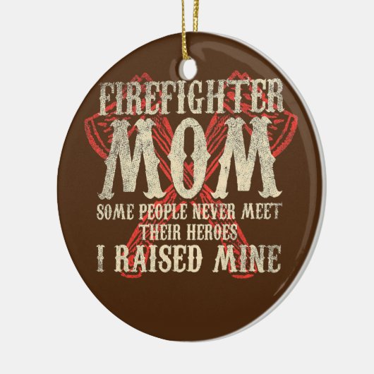 Women Fireman Moeder US Firefighter Ma Keramisch Ornament (Links)