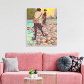 Women Fly Fishing - Anchorage, Alaska Canvas Afdruk (Insitu (Woonkamer))