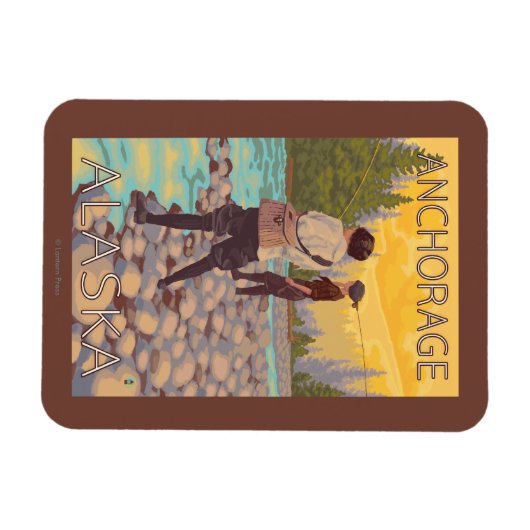 Women Fly Fishing - Anchorage, Alaska Magneet (Horizontaal)