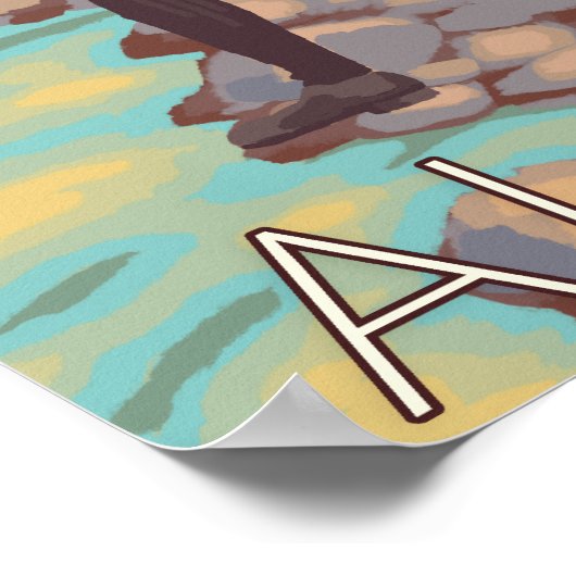 Women Fly Fishing - Anchorage, Alaska Poster (Hoek)