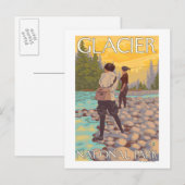 Women Fly Fishing - Glacier National Park, MT Briefkaart (Voorkant / Achterkant)
