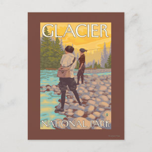 Women Fly Fishing - Glacier National Park, MT Briefkaart