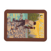 Women Fly Fishing - Glacier National Park, MT Magneet (Horizontaal)