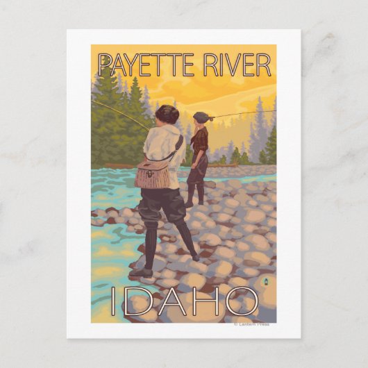 Women Fly Fishing - Payette River Briefkaart (Voorkant)