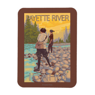 Women Fly Fishing - Payette River Magneet
