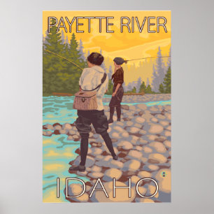 Women Fly Fishing - Payette River Poster