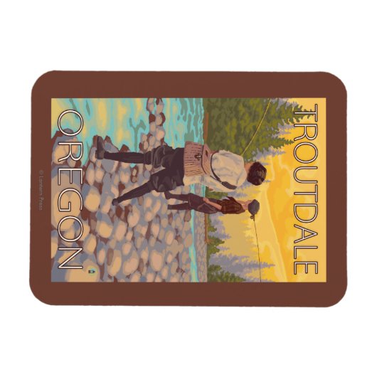 Women Fly Fishing - Troutdale, Oregon Magneet (Horizontaal)