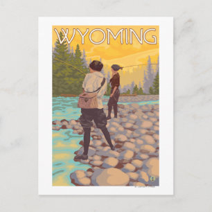Women Fly Fishing - Wyoming Briefkaart