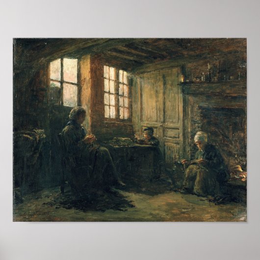 Women Fraying Linen, Honfleur, 1877 Poster (Voorkant)