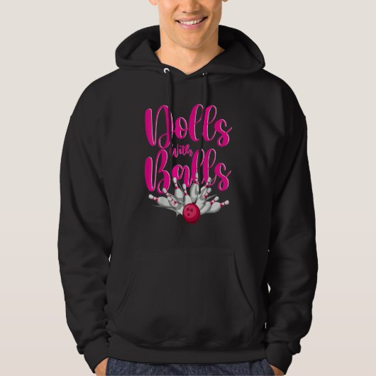 Women Girls Bowling Team Dolls With Balls Hoodie (Voorkant)