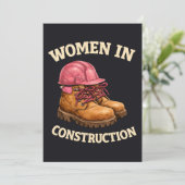 Women in Construction Work Boots and Hard Hat Kaart (Staand voorkant)