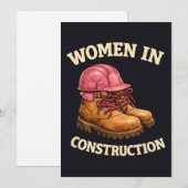 Women in Construction Work Boots and Hard Hat Kaart (Voorkant / Achterkant)