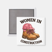 Women in Construction Work Boots and Hard Hat Magneet (Voorkant / Achterkant)