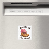 Women in Construction Work Boots and Hard Hat Magneet (Insitu (Vaatwasser))