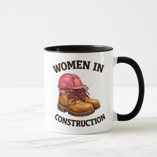 Women in Construction Work Boots and Hard Hat Mok (Rechts)