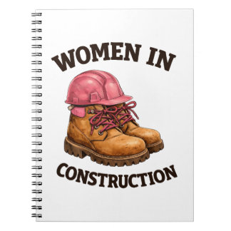 Women in Construction Work Boots and Hard Hat Notitieboek