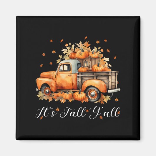 Women Its Fall Yall Pumpkin Truck Autumn Tree Hell Magneet (Voorkant)