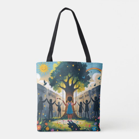 women llegging covered kids dreams tote bag (Achterkant)