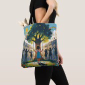 women llegging covered kids dreams tote bag (Dichtbij)