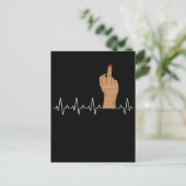 Women Middle Finger Heartbeat Sarcastic Briefkaart (Staand voorkant)