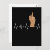 Women Middle Finger Heartbeat Sarcastic Briefkaart (Voorkant / Achterkant)